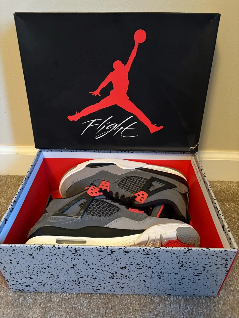 Jordan Men’s Sneakers - Gray, Black & Red Accents